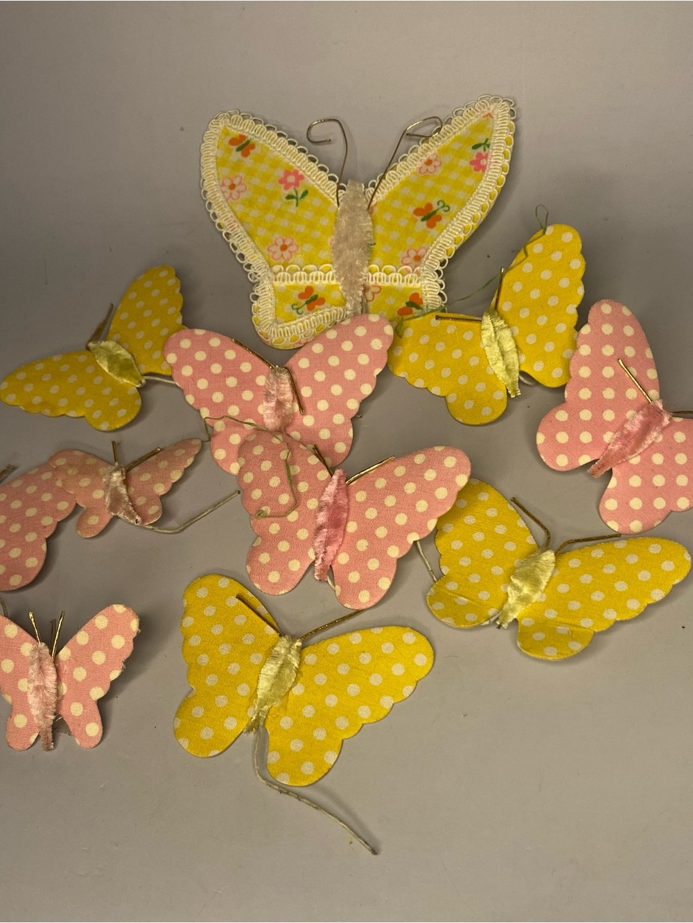 Lot Of 11 Vintage Asst Cloth & Paper Butterflies Made In Japan Hand Crafted